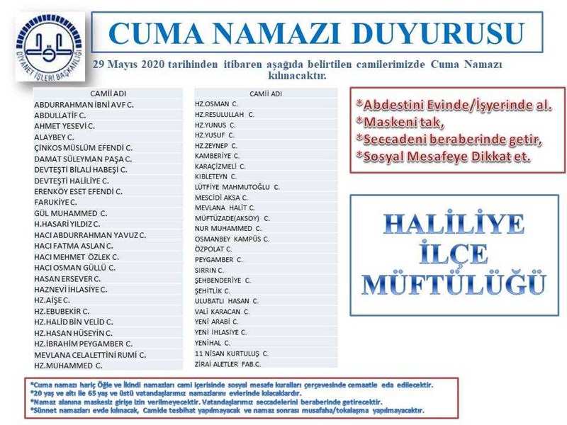 CAMİLERDE TOPLU İBADET TEDBİRLERİ